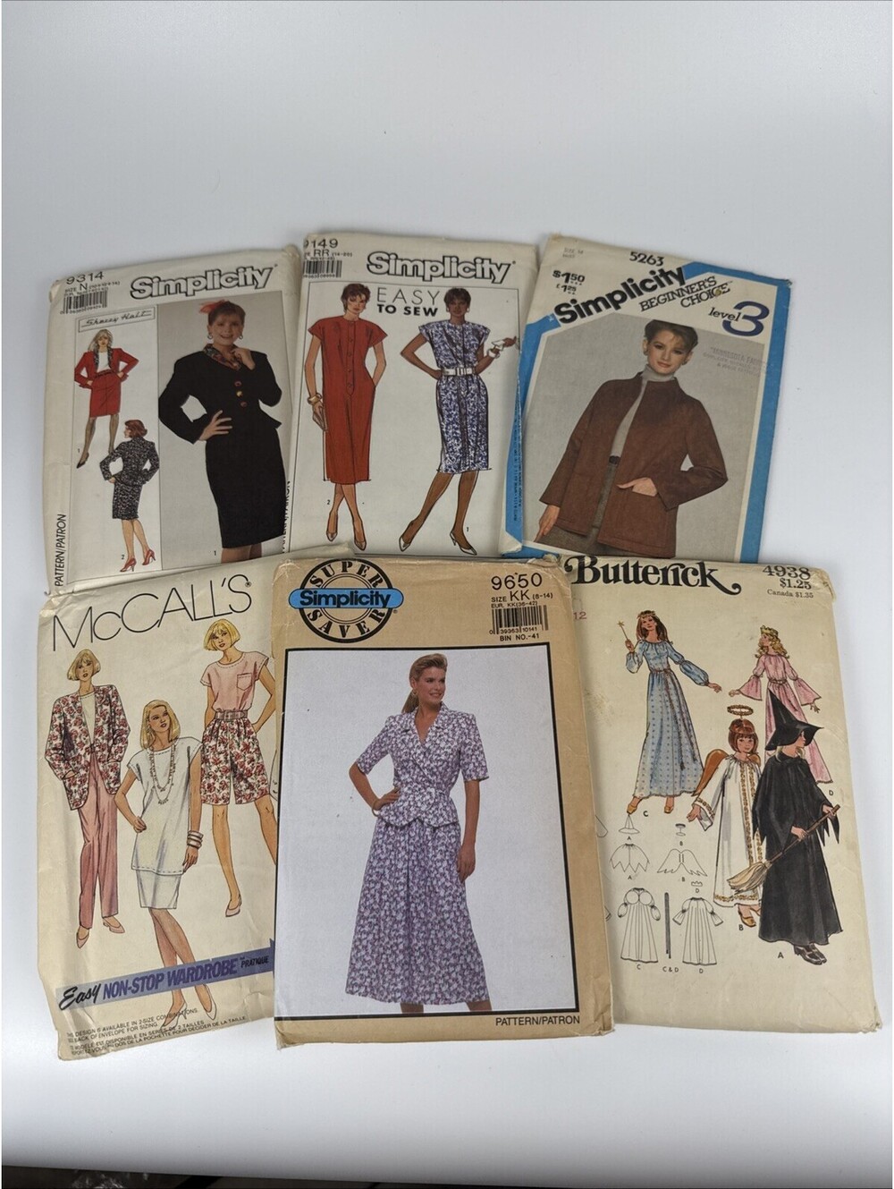 Vintage Sewing Patterns Lot Simplicity McCall’s Butterick 6 Pc Fashion & Costume